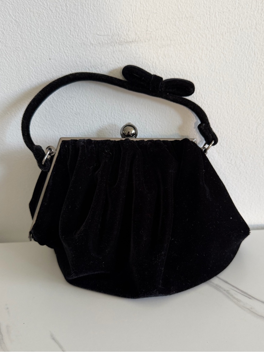Vintage Black Velvet Evening Bag